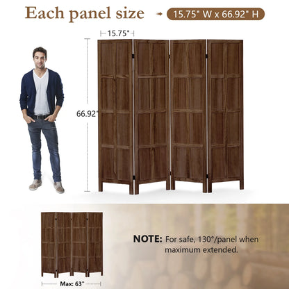 Aletheiawu 4 Panel Room Divider Wall and Folding Privacy Screens��No Installation Required��White