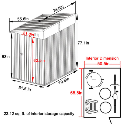 VEIKOUS Outdoor 8' x 4' Storage Lean-to Shed 8' x 4' w/Lockable Sliding Door and Vents for Backyard, Patio & Lawn, Grey