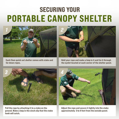 CLAM Quick-Set Pavilion 12.5 x 12.5' Portable Outdoor Canopy Shelter, Green