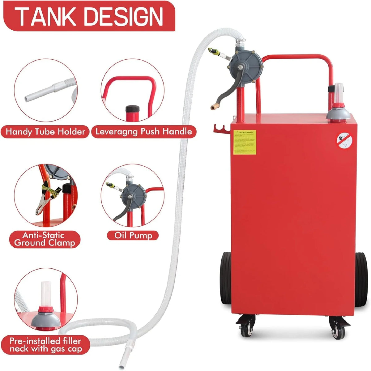 Ladcaser 30/45/50 Gallon Portable Oil Transfer Fluid Diesel Fuel Storage Tanks Gas Caddy Storage Diesel Kerosene Storage Containers for Boat, ATV, Car, Motorcycle