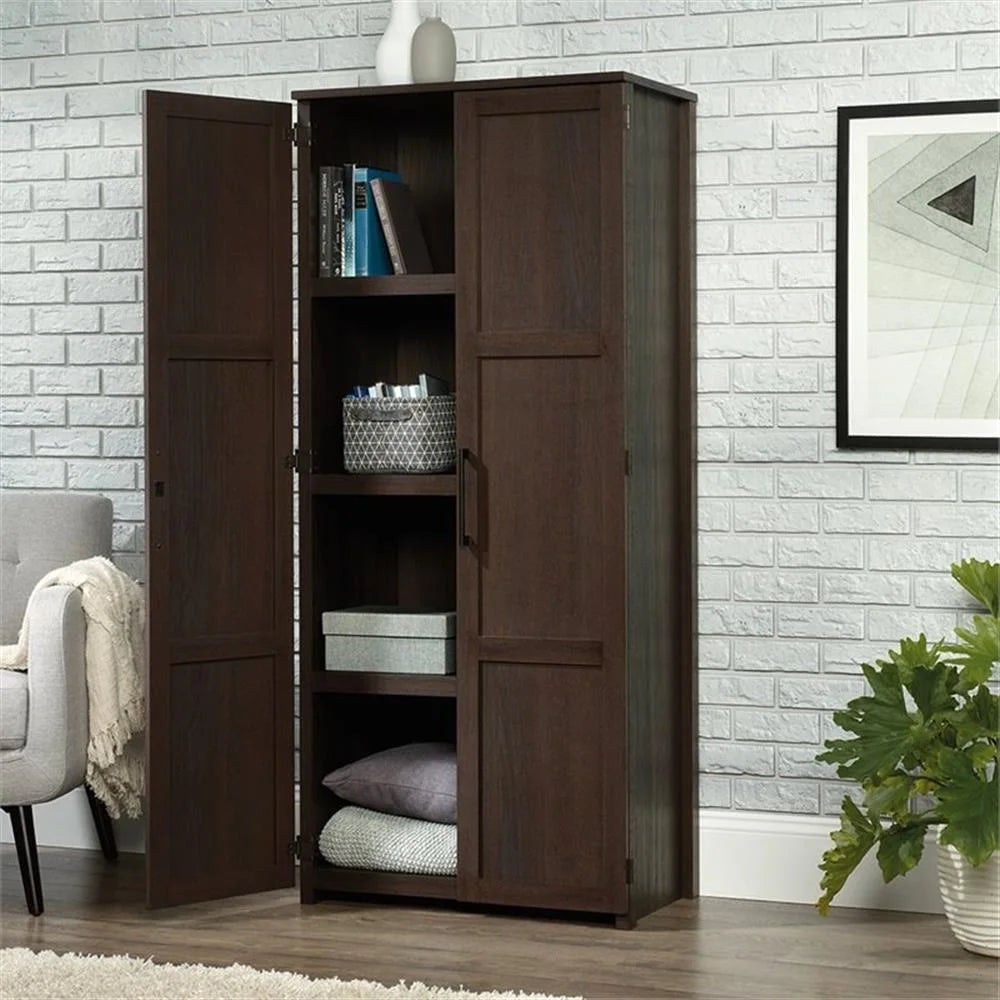 Pemberly Row Contemporary Engineered Wood Pantry in White Finish