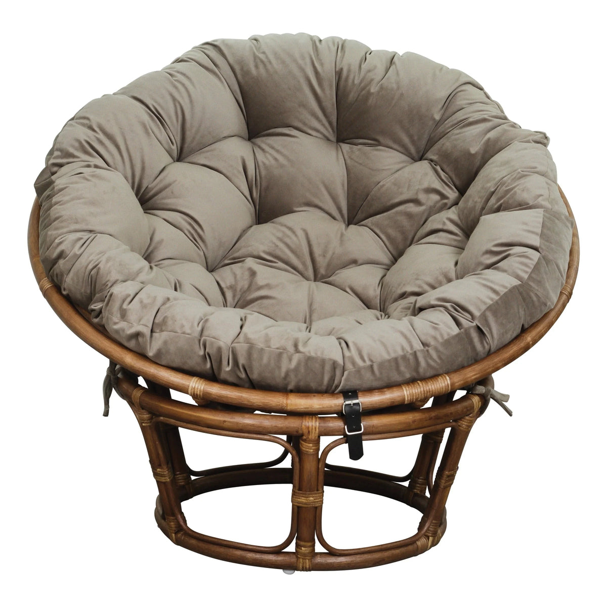 OSP Home Furnishings Specialty Seating Series Papasan Chair, Brown Rattan Frame with Green Round Pillow Cushion
