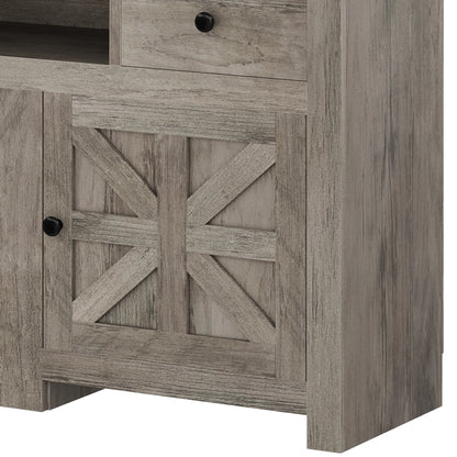Uforic Farmhouse TV Stand for 75/80 Inch TV, Rustic Entertainment Center with Power Outlet, Storage Drawers, TV Console for Living Room, Oak