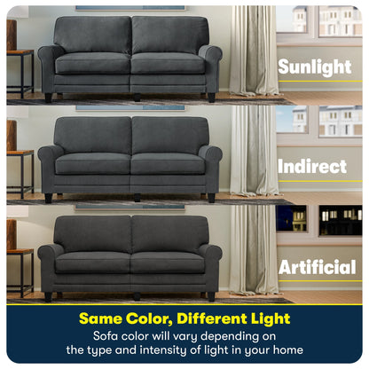 Serta Copenhagen 78" Rolled Arm Sofa with Removable Covers Dark Brown