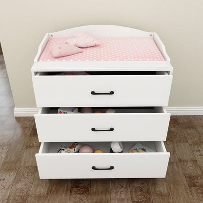 OXYLIFE 45" Baby Nursery Changing Table Dresser with 4 Drawers and Shelf for Nursery Room, White