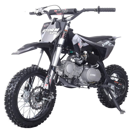 X-Pro Brand New Storm 125cc Dirt Bike with 4-Speed Semi-Auto Transmission, Kick Start, Big 14"/12" Tires!