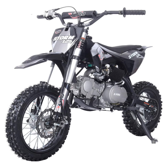X-Pro Brand New Storm 125cc Dirt Bike with 4-Speed Semi-Auto Transmission, Kick Start, Big 14"/12" Tires!