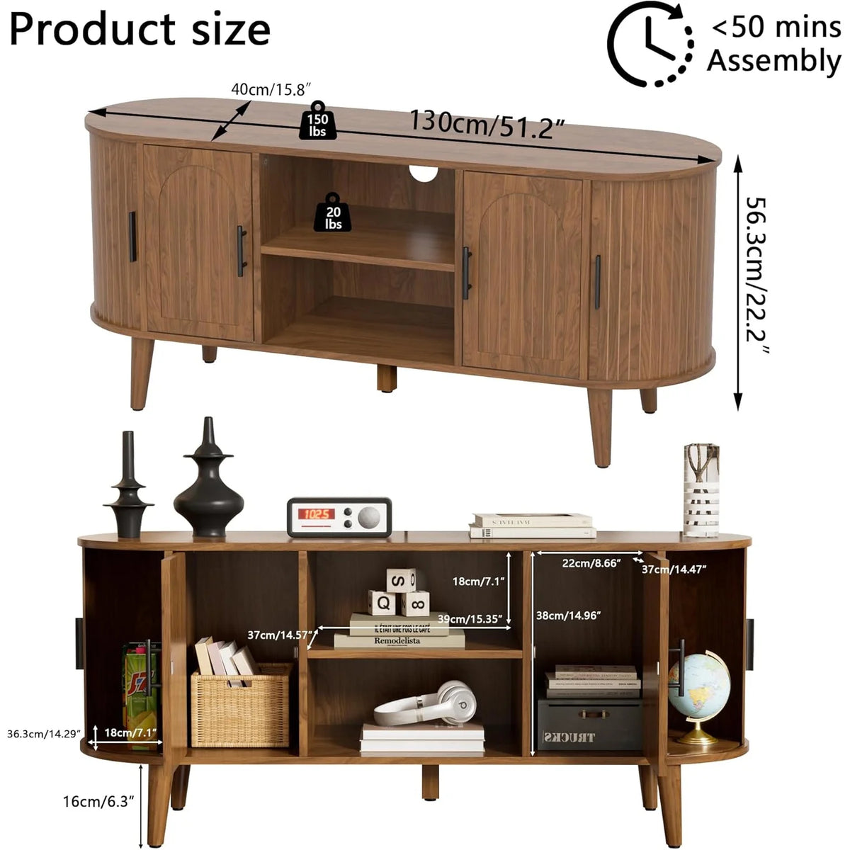TV Stand for TVs up to 70", 63" Entertainment Center with Sliding Doors, Media Console Table for Living Room