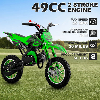 Gpower Gasoline 49cc Dirt Bike for Kids 6-15,2-Stroke Gas Power Mini Dirt Bike,1-Seater,Blue