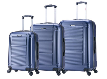 InUSA Pilot 3-Piece Hardside Luggage Sets with Spinner Wheels, Handle, Trolley, (20"/24"/28"), Blue
