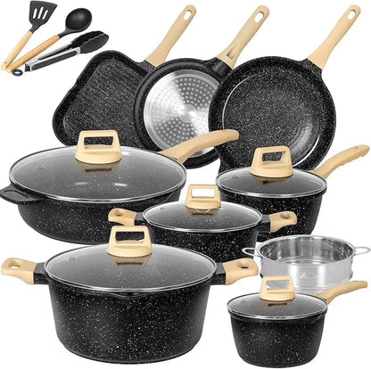 Romswi Nonstick Pots and Pans Set, 23 Piece Induction Cookware Sets Non-stick Ceramic Kitchen Sets with Utensil, Green