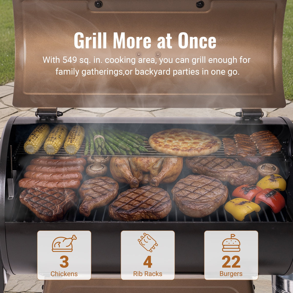 Z GRILLS Grill Elite ZPG-550B4 549 sq.in Wood Pellet Grill & Smoker, Latest PID 3.0 Controller, 2 Meat Probes, Auto Temperature Control, 8 in 1 BBQ- Bronze