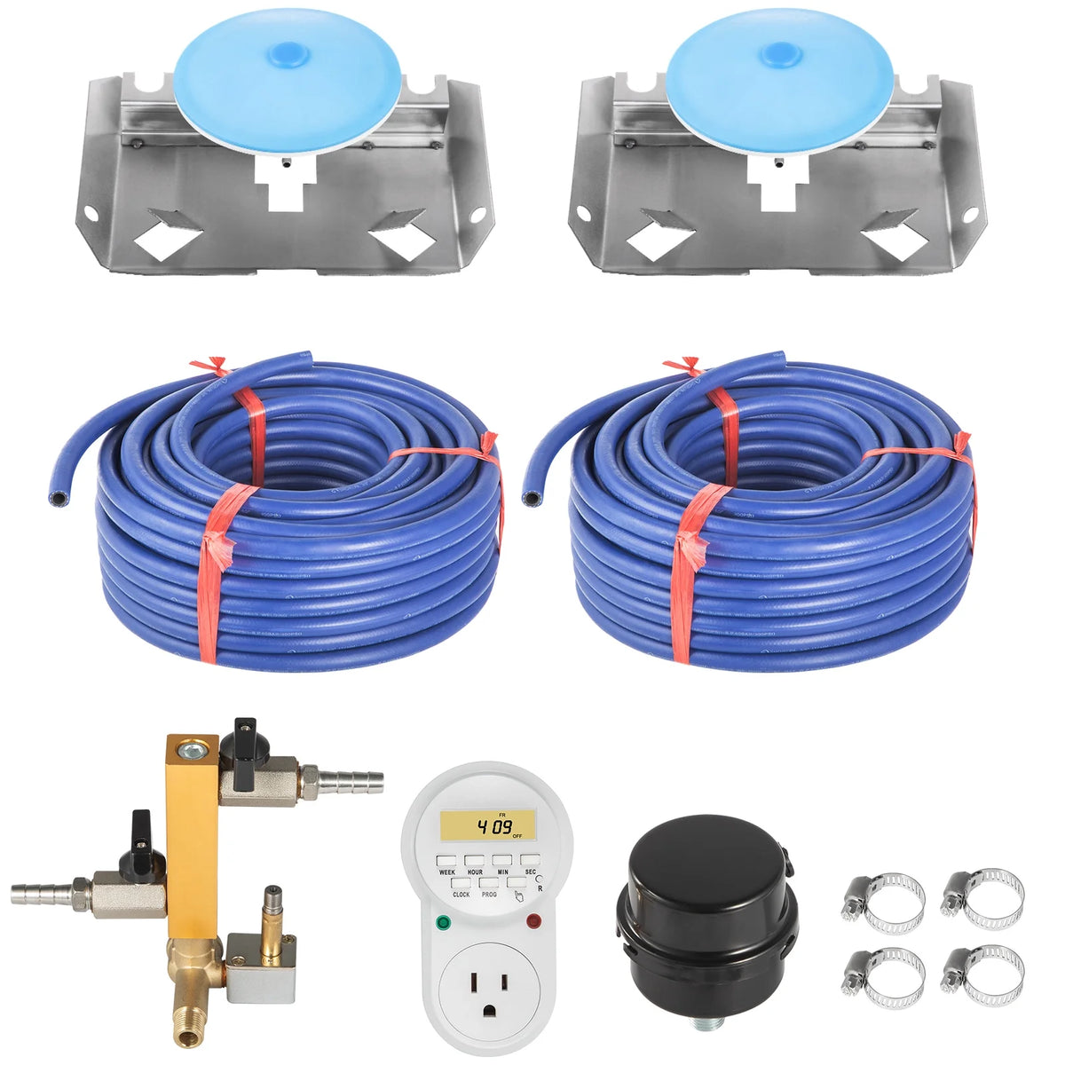 VEVOR Pond Aerator,550W Power, 5.2CFM for Up to 3 Acre 50' Lake,Pond Aeration Kit Includes 3/4 HP Compressor & 2 100' Weighted Tubings & 2 Diffusers,Air Compressor for Deep Water Oxygen Circulation