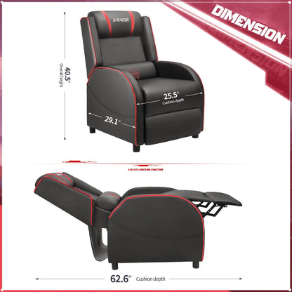 Homall Massage Gaming Recliner Chair Video Game Chair Racing Sofa Chair PU Leather Living Room Sofa Single Home Theater Seating
