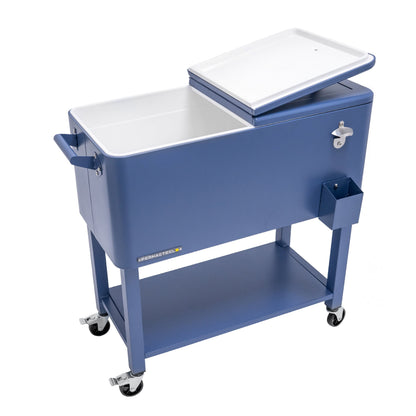 Permasteel 80-Qt Outdoor Steel Patio Cooler with Removable Basin, Rolling Cooler with Wheels, Teal Green