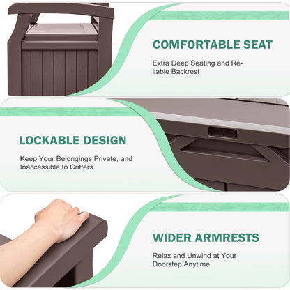 Homall 80 Gallon Plastic Storage Bench Made Of Durable Weatherproof Resin And Deck-Box Organized Storage Compartment For Outdoor Patios And Lawns,Black