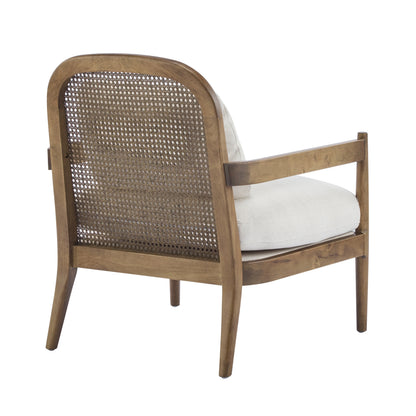 Christopher Knight Home [Set of 2] Mid-Century Modern Accent Chairs with Light Brown Solid Wood Frame, Rattan Backrest with Cushion �C Comfortable Armchairs Light Brown