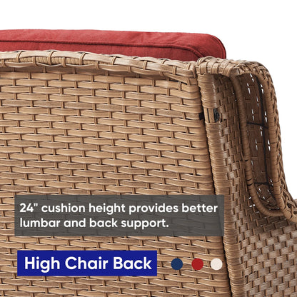 POCASSY 3 Piece Patio Set Outdoor Wicker Glider Rocking and Swivel Chairs with Cushions