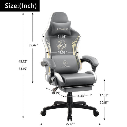 GTPLAYER Gaming Chair with Bluetooth Speakers and Footrest Office Desk Chair, Blue