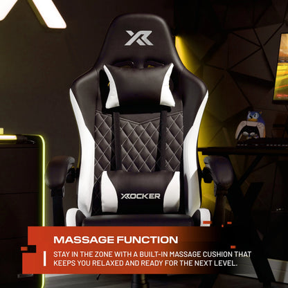 X Rocker Apex PC Gaming Chair with Massage Function and Footrest, Red