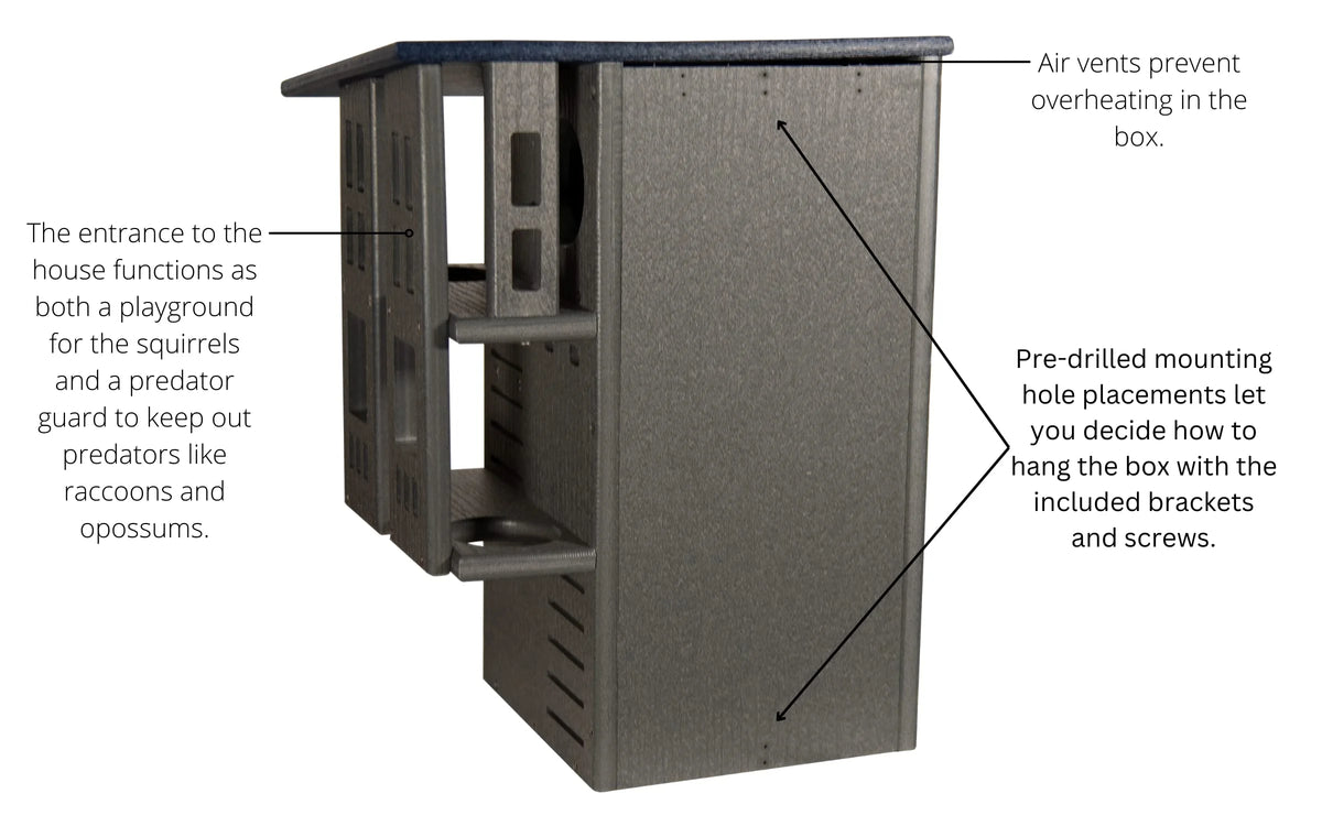 JCs Wildlife Ultimate Squirrel House Nesting Box (Blue/Gray) - A Perfect Home for Squirrels!