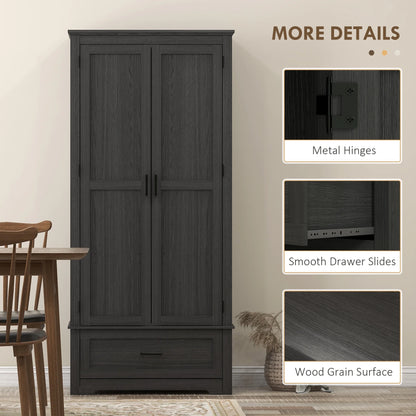HOMCOM 69" Tall Kitchen Storage Cabinet with Adjustable Shelves, Black