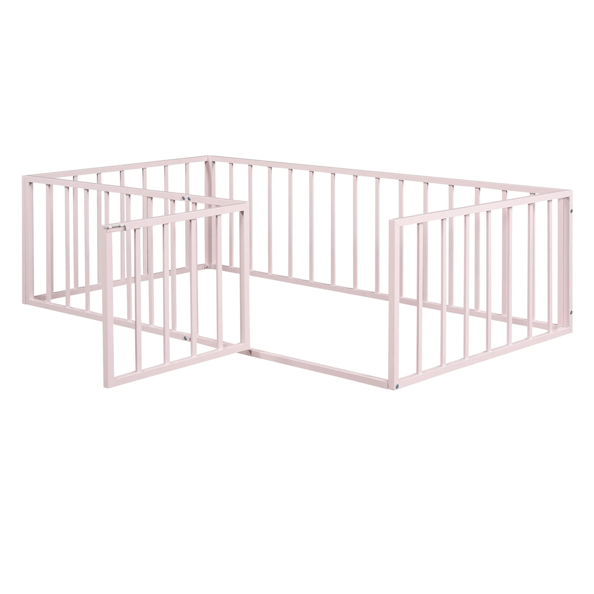 Bellemave Full Size Bed Frame, Full Montessori Bed with Safety Guardrails and Detachable Fence, Wood Full Daybed Frame, Low Profile & Rounded Corners Design, Natural
