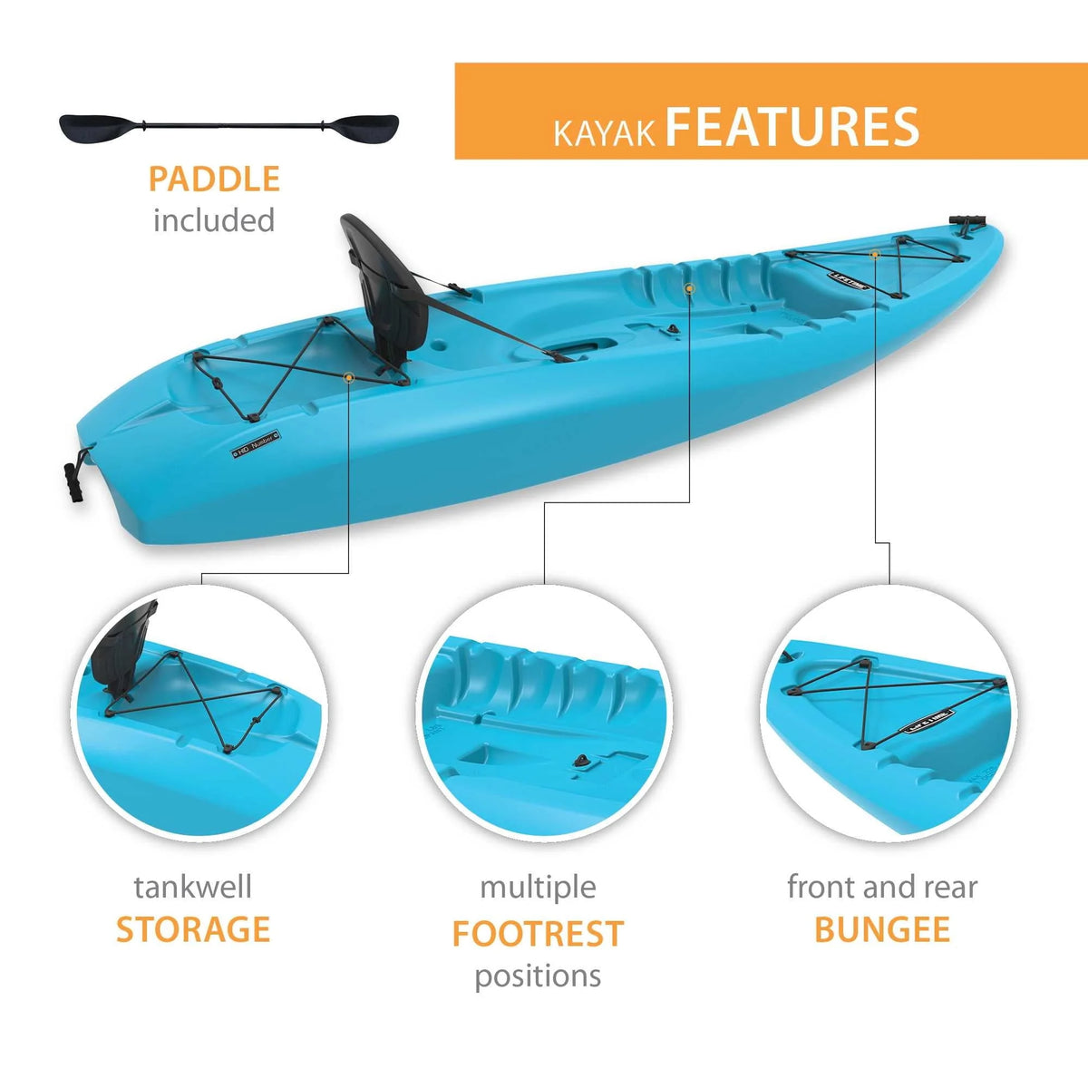 Lifetime Hydros 101 inch Sit-on-Top Kayak, Glacier Blue (90594)