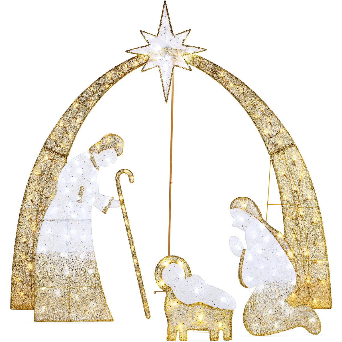 Best Choice Products 4.5ft Lighted 2D Christmas Nativity Scene Outdoor Yard Decor w/ 115 Twinkling LED Lights