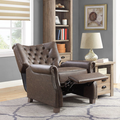 Better Homes & Garden Tufted Push Back Recliner, Brown Faux Leather Upholstery