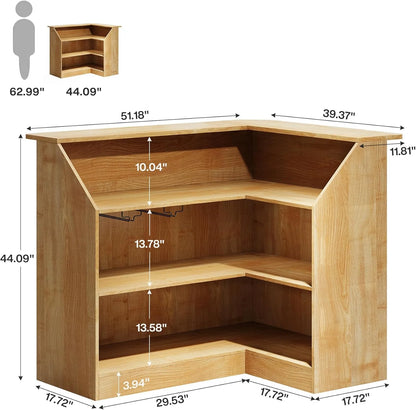 Tribesigns Bar Cabinet, L-Shaped Home Bar Table with Stemware Racks