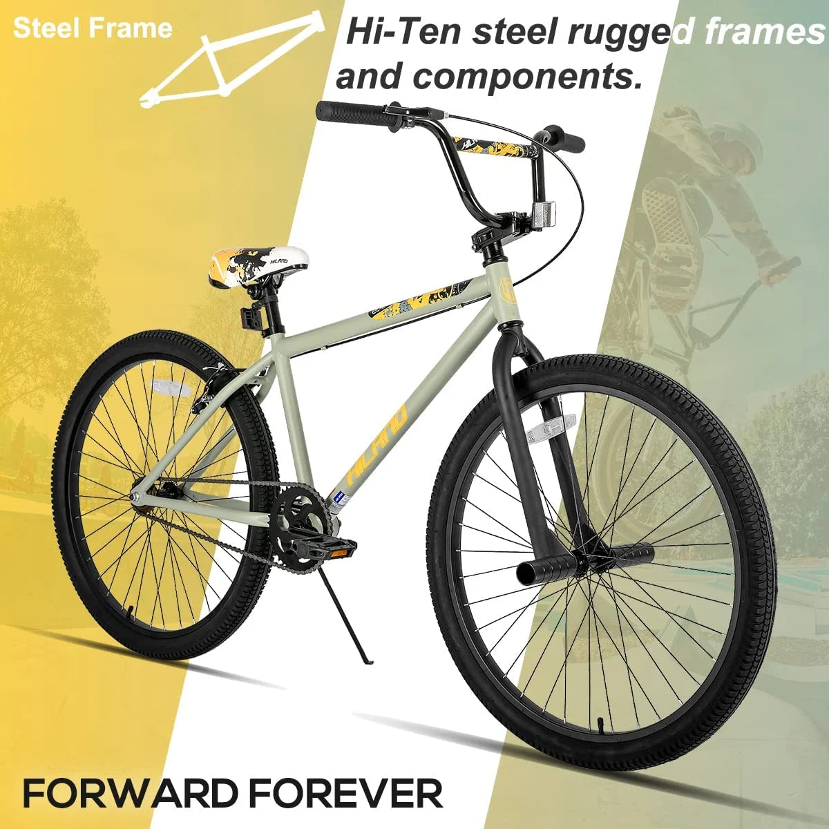 Hiland BMX BIKE 24 & 26 inch, Beginner-Level to Advanced Riders with 2 Pegs for Adults, Multiple Colors