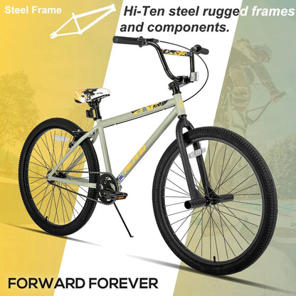 Hiland BMX BIKE 24 & 26 inch, Beginner-Level to Advanced Riders with 2 Pegs for Adults, Multiple Colors