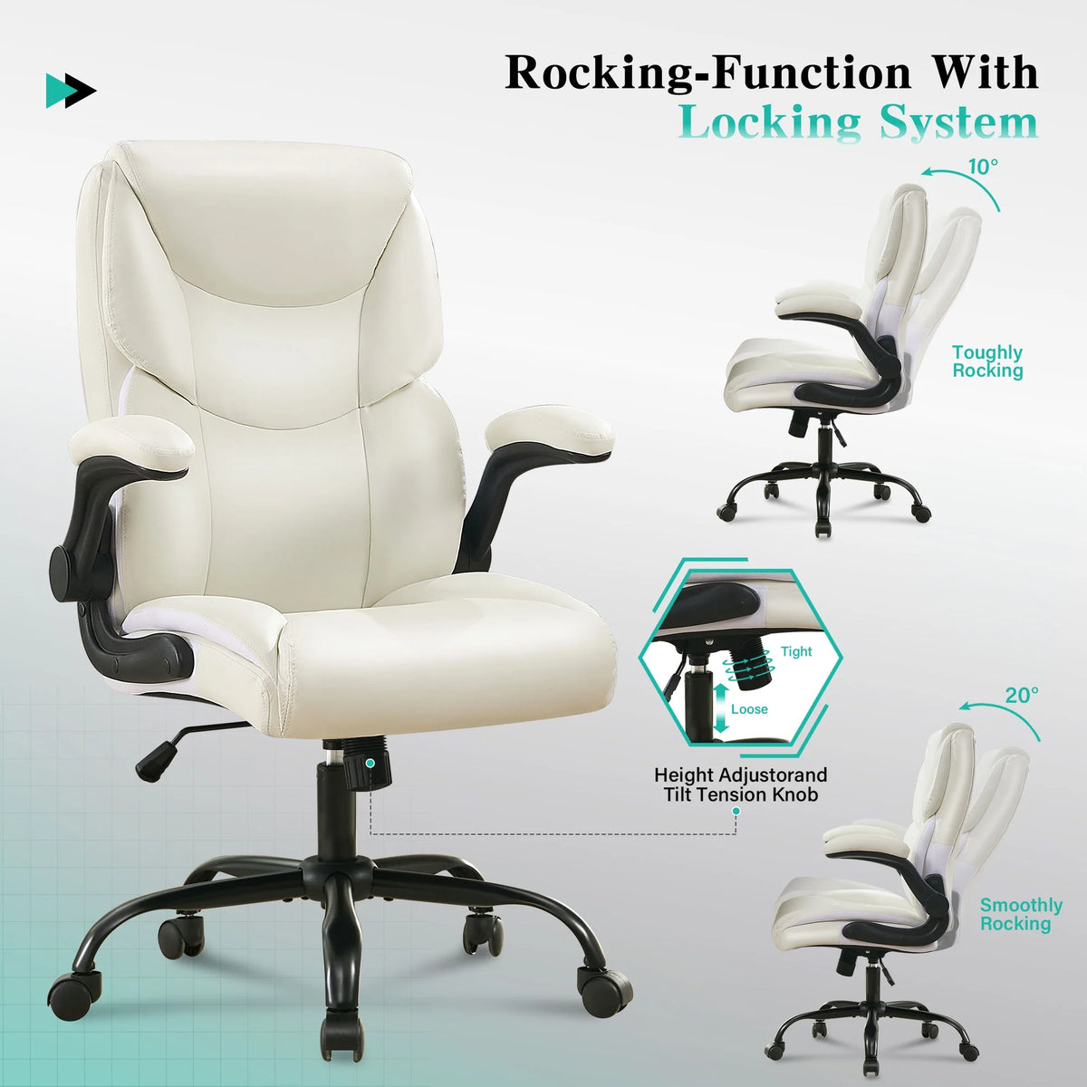 JONPONY Big and Tall Office Chair Wide Seat Ergonomic Computer Desk Chair High Back Executive Leather Chair Adjustable Task Chair Lumbar Back Support 8 Hours Heavy Duty Design,Black