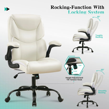 JONPONY Big and Tall Office Chair Wide Seat Ergonomic Computer Desk Chair High Back Executive Leather Chair Adjustable Task Chair Lumbar Back Support 8 Hours Heavy Duty Design,Black