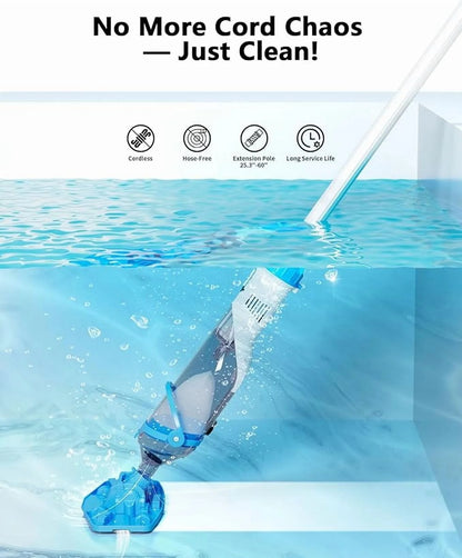 LANCHEZ Cordless Pool Vacuum with Strong Suction, Handheld Rechargeable Swimming Pool Cleaner with Powerful Suction up to 17.5 GPM for Inground and Above Ground Pools, Hot Tubs