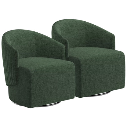 BELLEZE Swivel Accent Chair, Modern Upholstered Swivel Armchair 360 Degree Barrel Chair Comfy Corner Chair for Living Room Bedroom [Set of 2] - Malta (Light Grey)