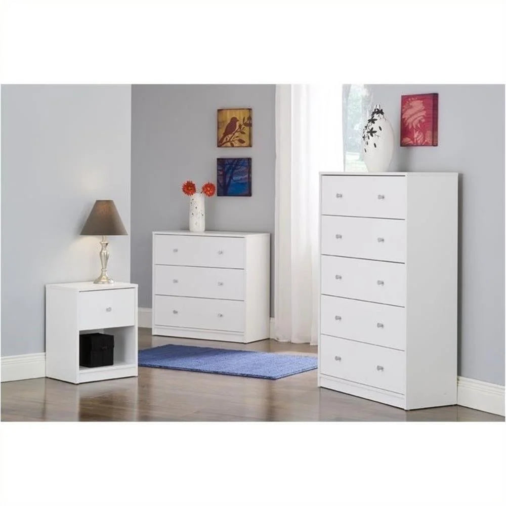 Home Square 4 Piece Bedroom Set With Dresser, Chest and 2 Nightstands in White