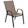 BizChair 5 Pack Black Outdoor Stack Chair with Flex Comfort Material and Metal Frame