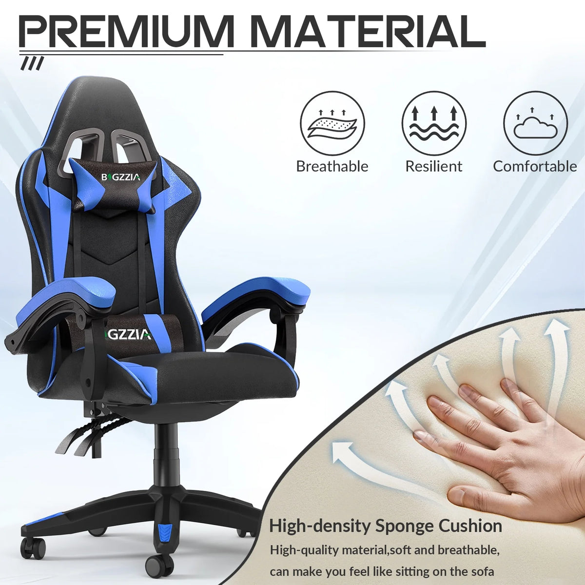 Bigzzia Gaming Chair with Footrest, Gaming Chair for Adult with Headrest and Lumbar Support,Red