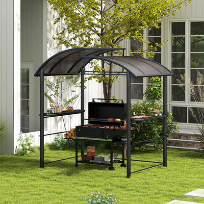 Outsunny 8' x 5' Grill Gazebo Shelter with Vented PC Roof, Side Shleves