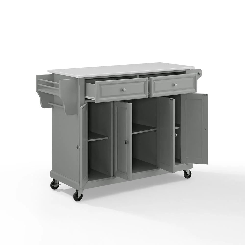Crosley Full Size Kitchen Cart-Finish:Gray,Style:Granite Top/White