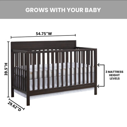 Oxford Baby Harper 4-in-1 Convertible Crib, Dove Gray, GREENGUARD Gold Certified, Wooden Crib