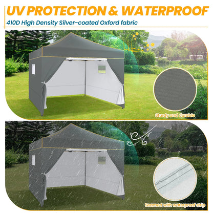 Hoteel 10x15 Heavy Duty Canopy Tent with 4 Sidewalls,Pop up Canopy for Parties Wedding,Commercial Easy up Gazebo with Roller Bag,UV 50+ &,Black