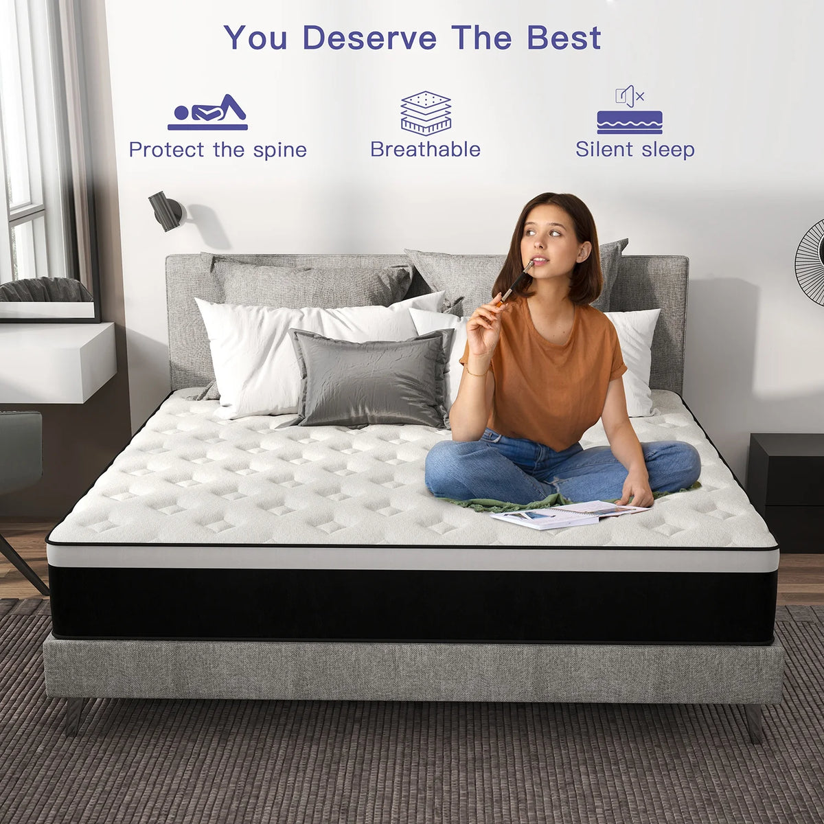 Mulinature 12 inch Full Mattress,Hybrid Mattresses Medium Firm in a Box
