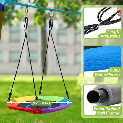 KloKick 50ft Ninja Warrior Obstacle Course with Slackline Monkey Bars and Saucer Swing