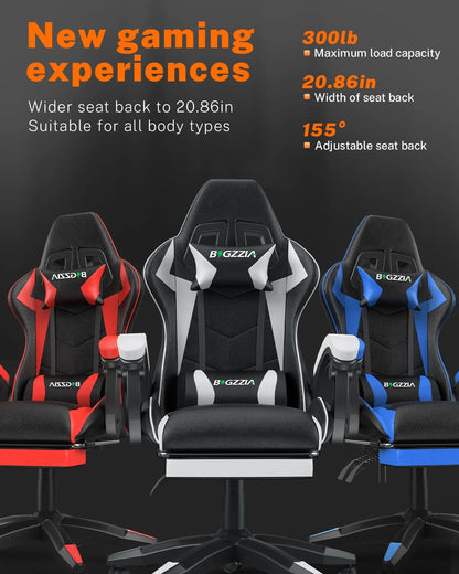 Bigzzia Gaming Chair with Footrest, Gaming Chair for Adult with Headrest and Lumbar Support,Red