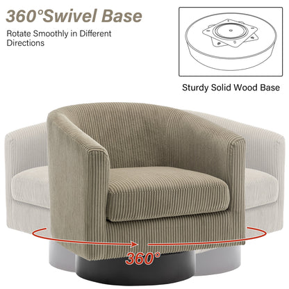 DREAMSIDEA Swivel Barrel Accent Chair for Living Room, Modern Upholstered Round Club Armchair-Cream
