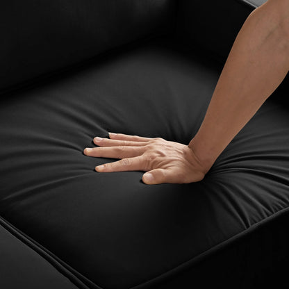 Living Room Sofas Modern 3 Person seat Sofa Couch with Scooped Armrest/Wood legs,Upholstered Velvet 3-seat Sofa with Removable Cushions for Livingroom Bedroom,Black,Comfortable Sofas