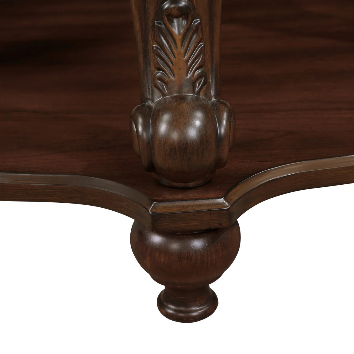 42" Oval Coffee Table with Storage Shelf, 2-Tier Solid Wood Cocktail Tea Table, Traditional Retro Center Table for Living Room, Bearing 400LBS, Cherry